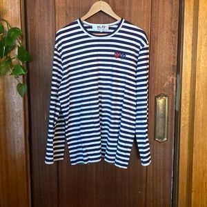 Comme Des Garçons Striped Cotton hearts long sleeve shirt size XL